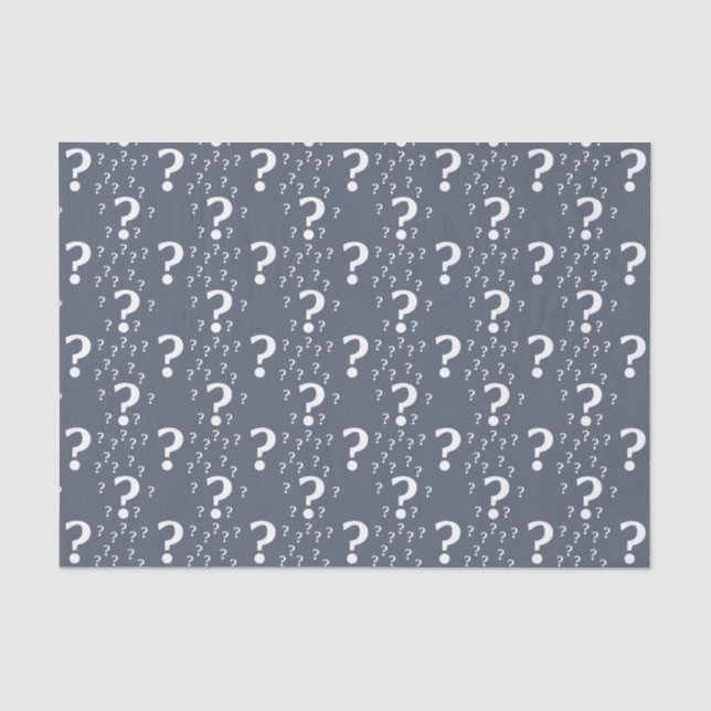 Mystery question mark riddle puzzle blue-grey tissue paper (Front)