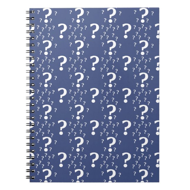 Mystery question mark riddle puzzle blue notebook (Front)