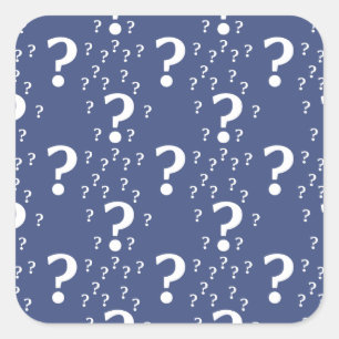 Mystery question mark riddle puzzle blue square sticker