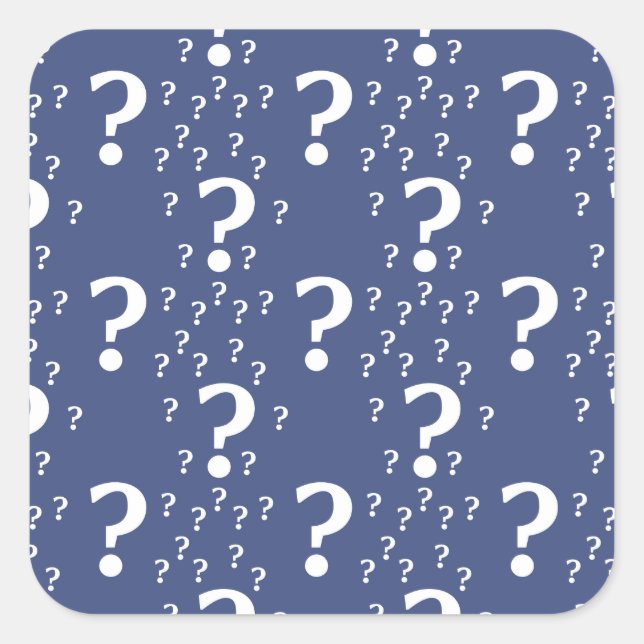 Mystery question mark riddle puzzle blue square sticker (Front)
