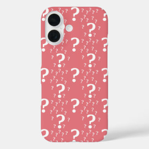 Mystery question mark riddle puzzle coral iPhone 16 case