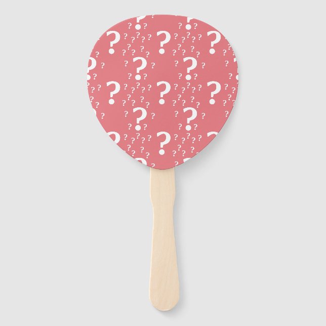 Mystery question mark riddle puzzle coral hand fan (Back)