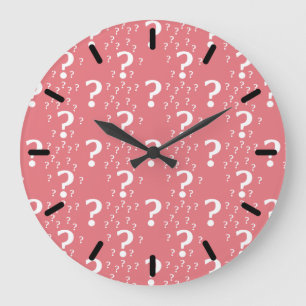 Mystery question mark riddle puzzle coral large clock