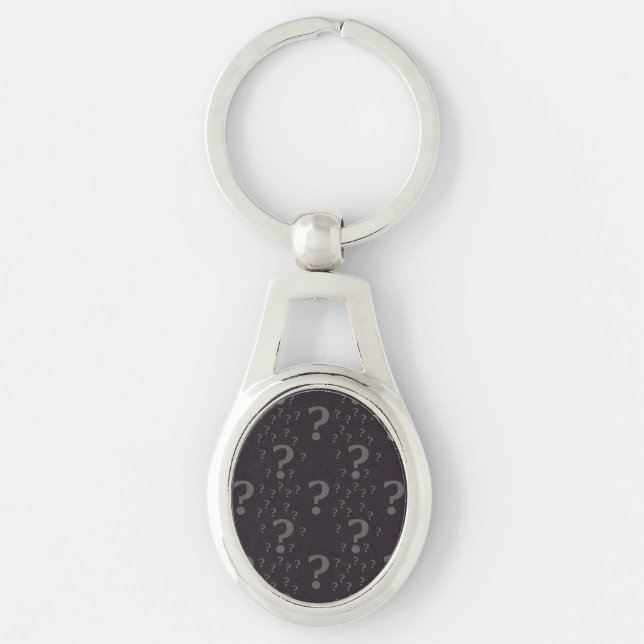 Mystery question mark riddle puzzle grey key ring (Front)