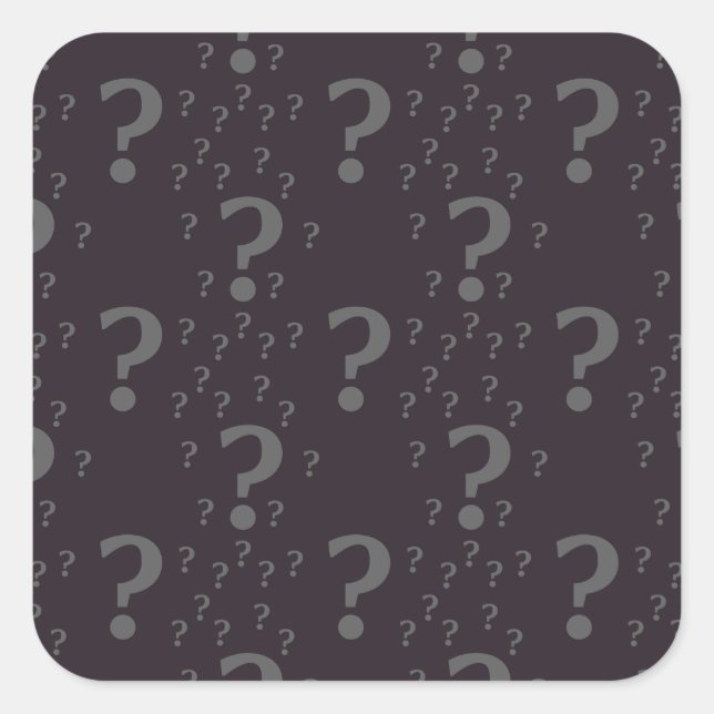 Mystery question mark riddle puzzle grey square sticker (Front)