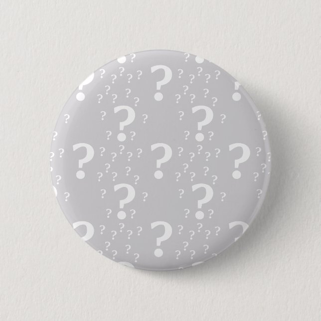 Mystery question mark riddle puzzle light grey 6 cm round badge (Front)