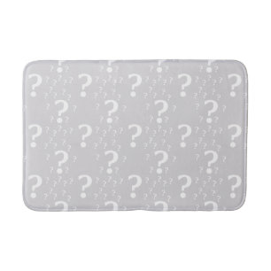 Mystery question mark riddle puzzle light grey bath mat