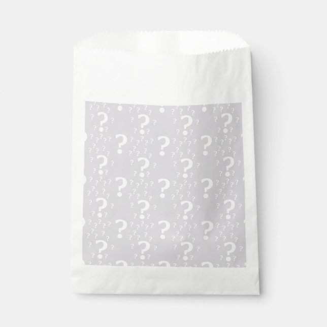 Mystery question mark riddle puzzle light grey favour bags (Front)