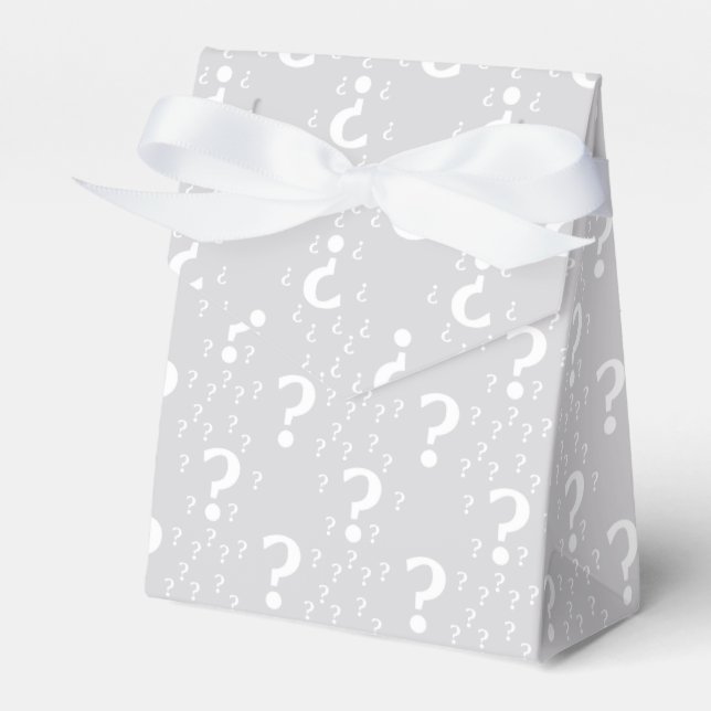 Mystery question mark riddle puzzle light grey favour box (Front Side)