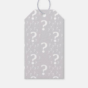 Mystery question mark riddle puzzle light grey gift tags