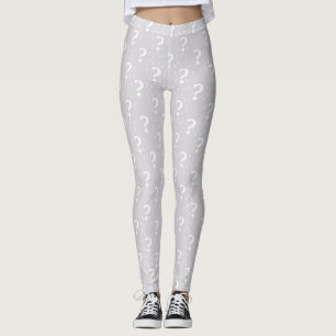Mystery question mark riddle puzzle light grey leggings