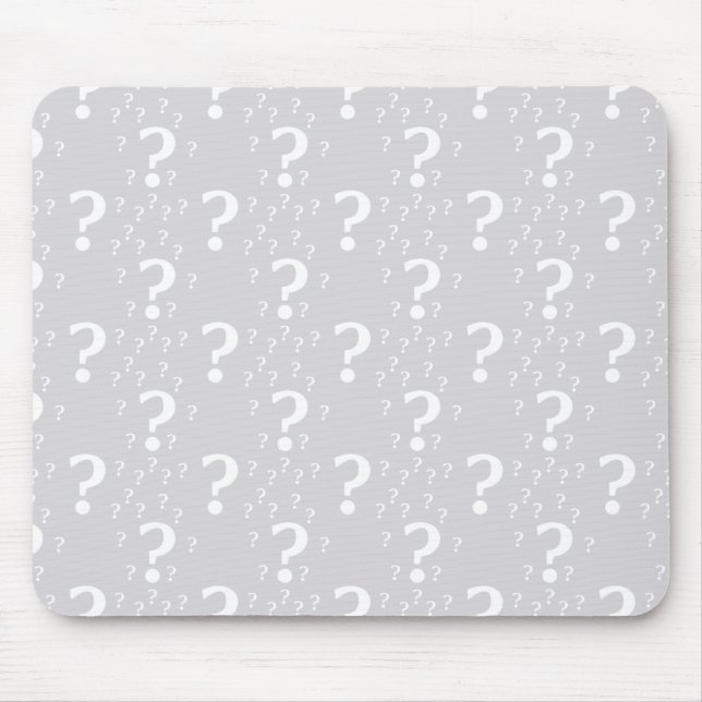 Mystery question mark riddle puzzle light grey mouse mat (Front)
