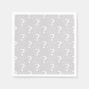 Mystery question mark riddle puzzle light grey napkin