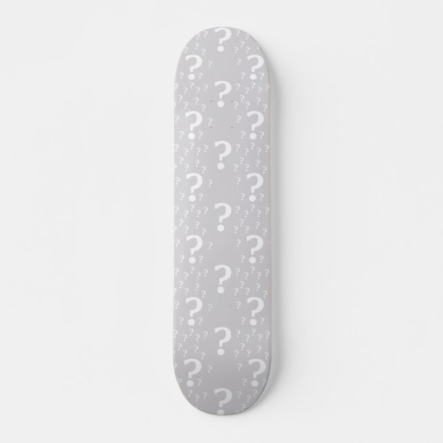 Mystery question mark riddle puzzle light grey skateboard (Front)