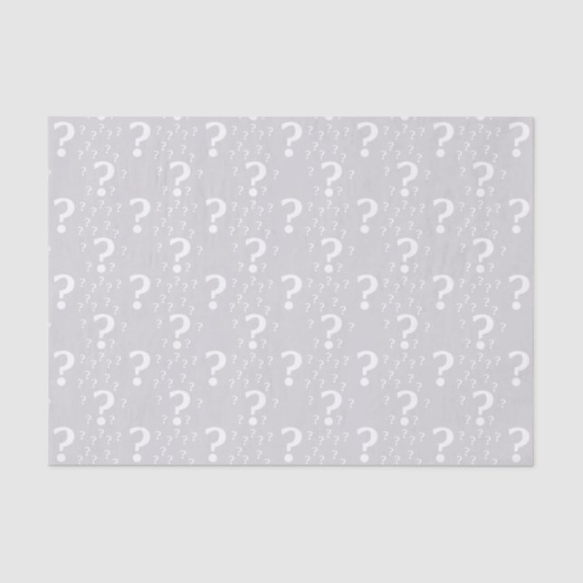 Mystery question mark riddle puzzle light grey tissue paper (Front)