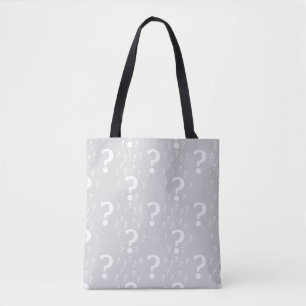 Mystery question mark riddle puzzle light grey tote bag