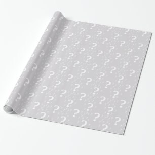 Mystery question mark riddle puzzle light grey wrapping paper