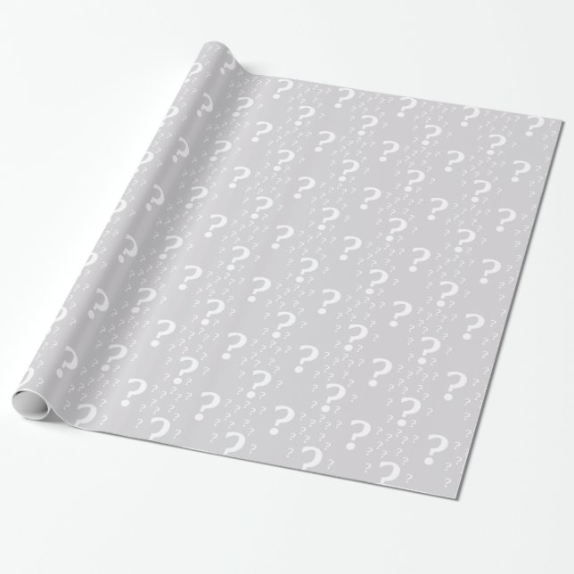 Mystery question mark riddle puzzle light grey wrapping paper (Unrolled)