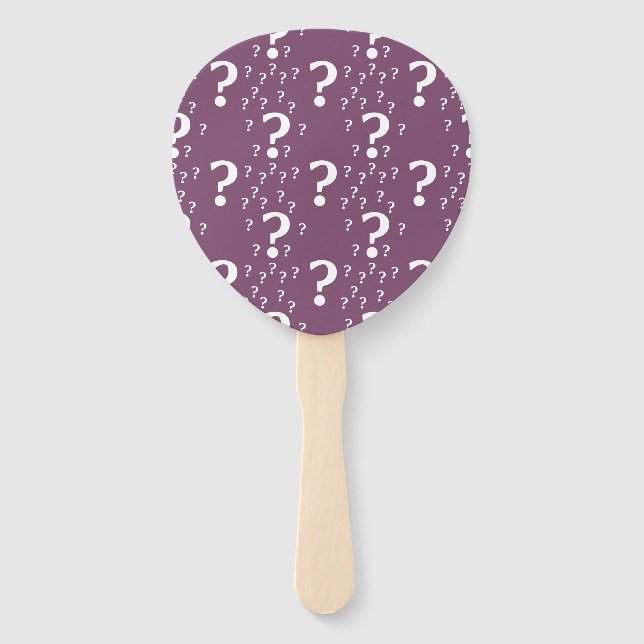 Mystery question mark riddle puzzle mauve hand fan (Back)
