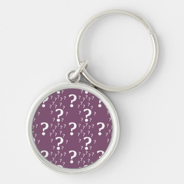 Mystery question mark riddle puzzle mauve key ring (Front)