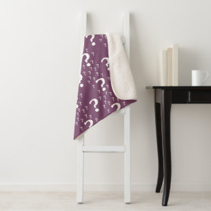 Mystery question mark riddle puzzle mauve sherpa blanket