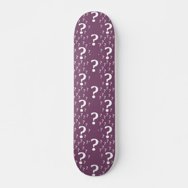 Mystery question mark riddle puzzle mauve skateboard (Front)