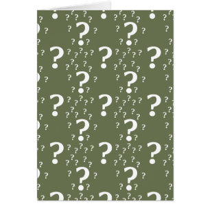 Mystery question mark riddle puzzle olive green