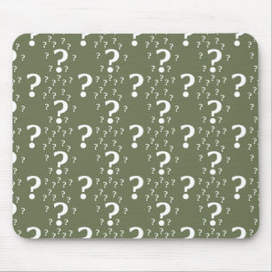Mystery question mark riddle puzzle olive green mouse mat