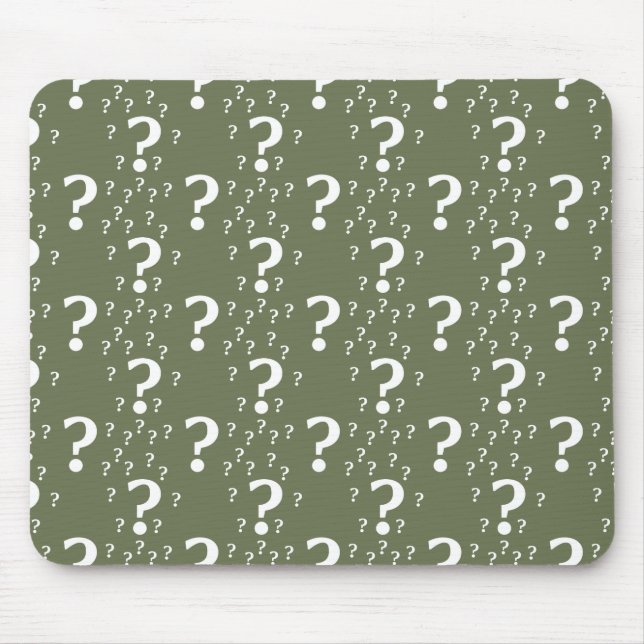 Mystery question mark riddle puzzle olive green mouse mat (Front)