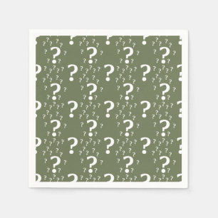 Mystery question mark riddle puzzle olive green napkin