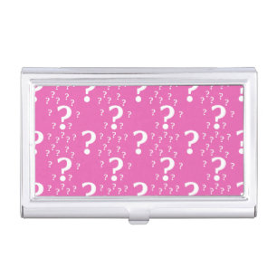 Mystery question mark riddle puzzle pink business card holder