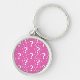 Mystery question mark riddle puzzle pink key ring