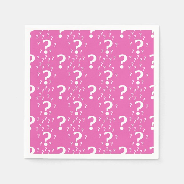 Mystery question mark riddle puzzle pink napkin (Front)