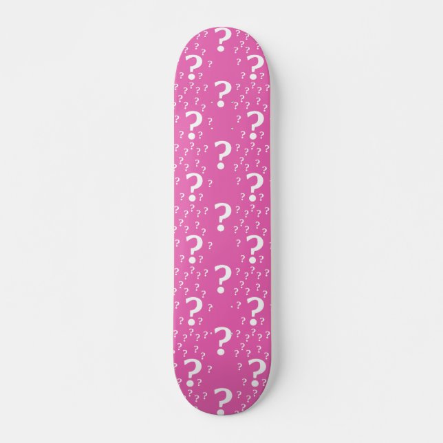 Mystery question mark riddle puzzle pink skateboard (Front)