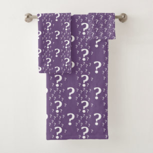 Mystery question mark riddle puzzle purple bath towel set