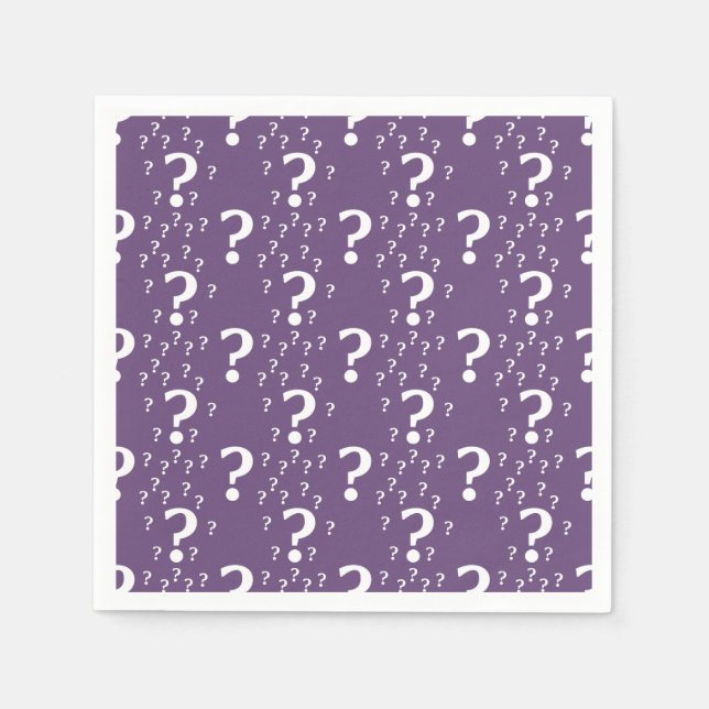 Mystery question mark riddle puzzle purple napkin (Front)