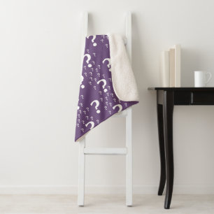 Mystery question mark riddle puzzle purple sherpa blanket