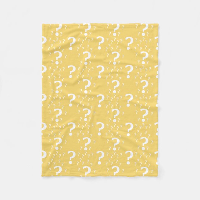 Mystery question mark riddle puzzle yellow fleece blanket (Front)