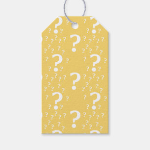 Mystery question mark riddle puzzle yellow gift tags