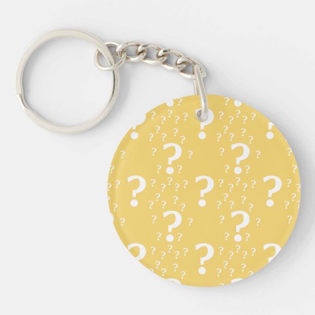 Mystery question mark riddle puzzle yellow key ring (Front)