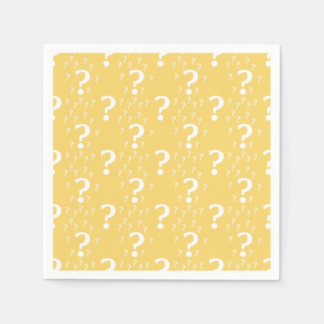 Mystery question mark riddle puzzle yellow napkin (Front)