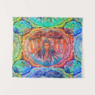 Mystery Rainbow Goddess Holding Sky Tapestry