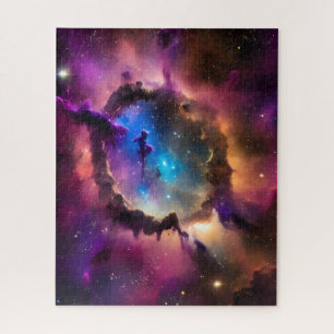 Mystery shadow figure in clouds of space nebula jigsaw puzzle
