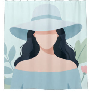 Mystery Woman in Wide-Brim Hat Shower Curtain