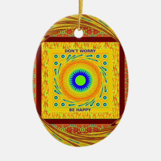 Mystic African Eye Wall Art: A Cyan Gaze Ceramic Tree Decoration (Front)