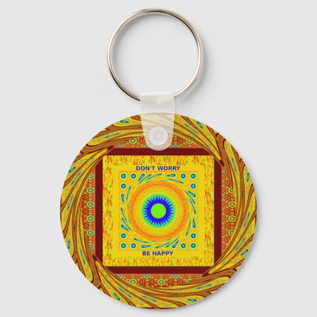 Mystic African Eye Wall Art: A Cyan Gaze Key Ring (Front)
