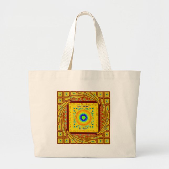 Mystic African Eye Wall Art: A Cyan Gaze Large Tote Bag (Front)