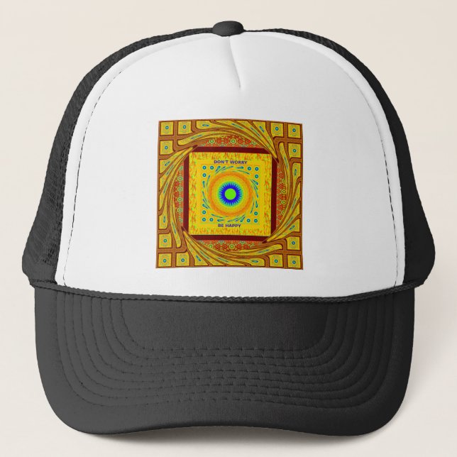 Mystic African Eye Wall Art: A Cyan Gaze Trucker Hat (Front)