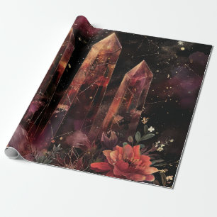 Mystic Amethyst Crystal Floral Galaxy Art (10) Wrapping Paper