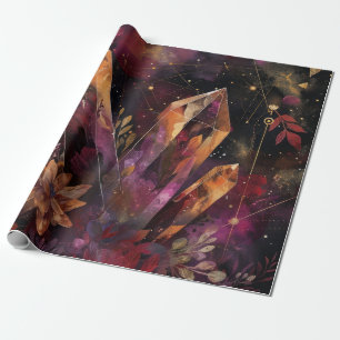 Mystic Amethyst Crystal Floral Galaxy Art (11) Wrapping Paper